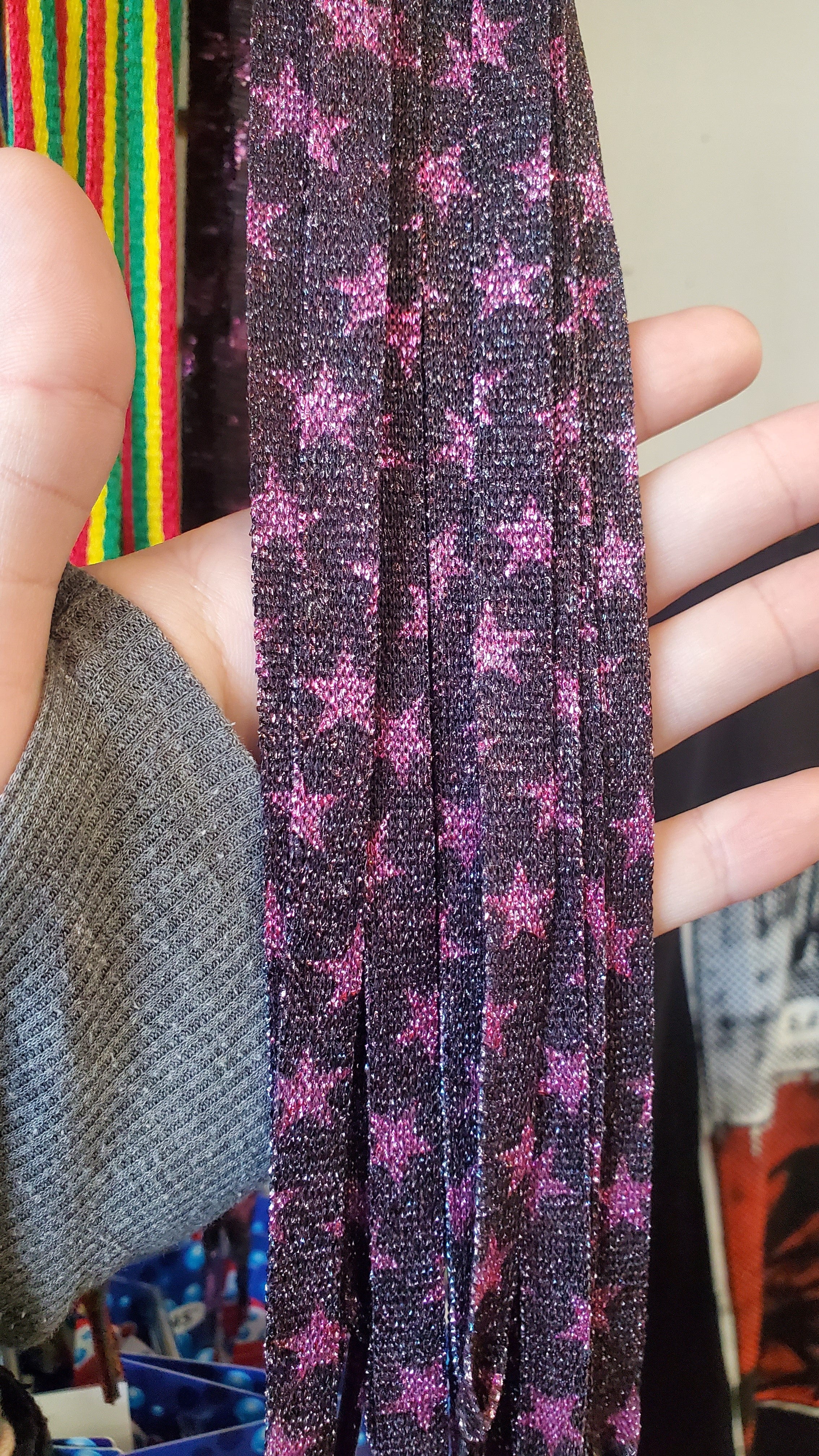 Flat Glitter Stars Black/Pink