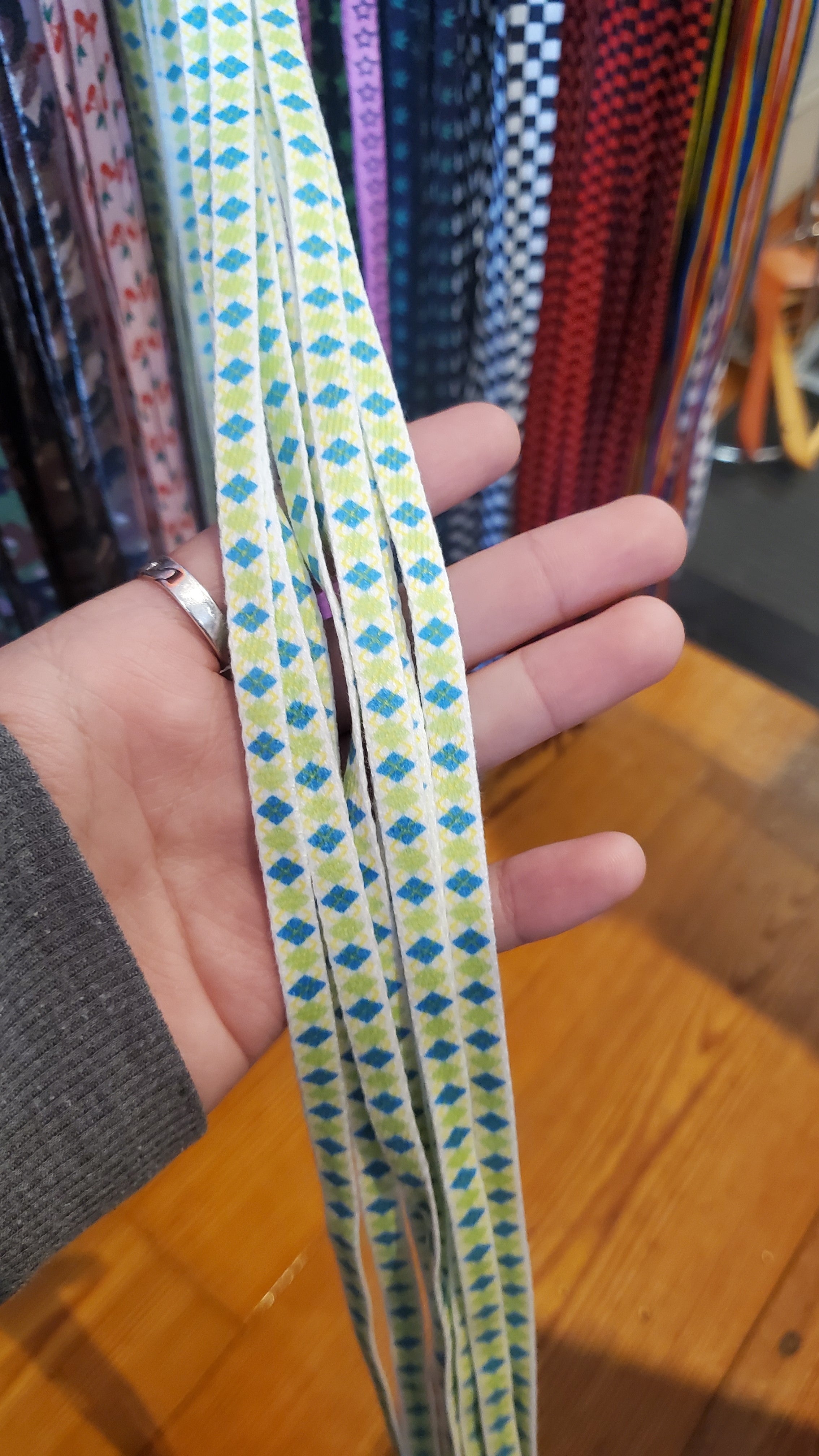 Flat Argyle White/Green/Blue