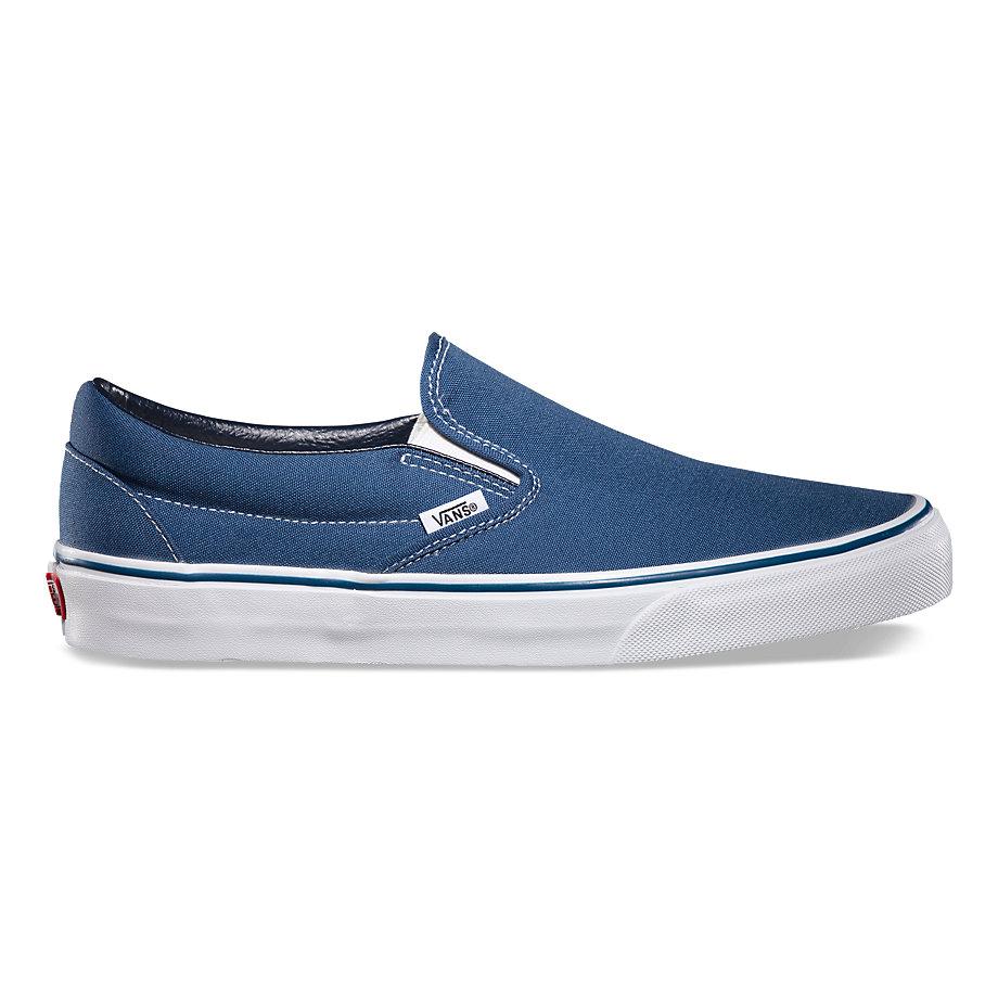 Vans classic slip on blue sale