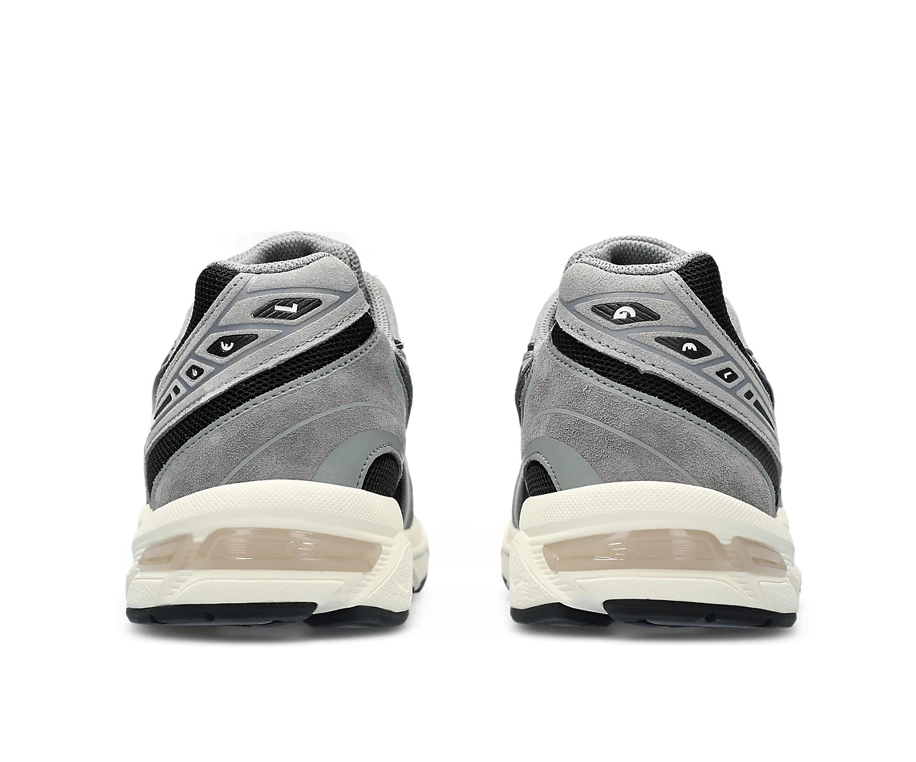 A black and gray running shoe from ASICS.