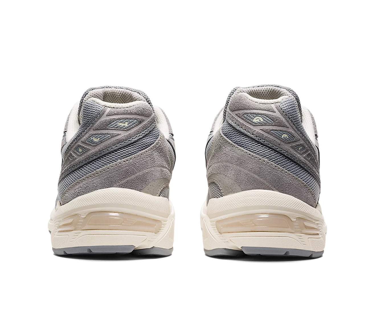 A gray running shoe from ASICS.