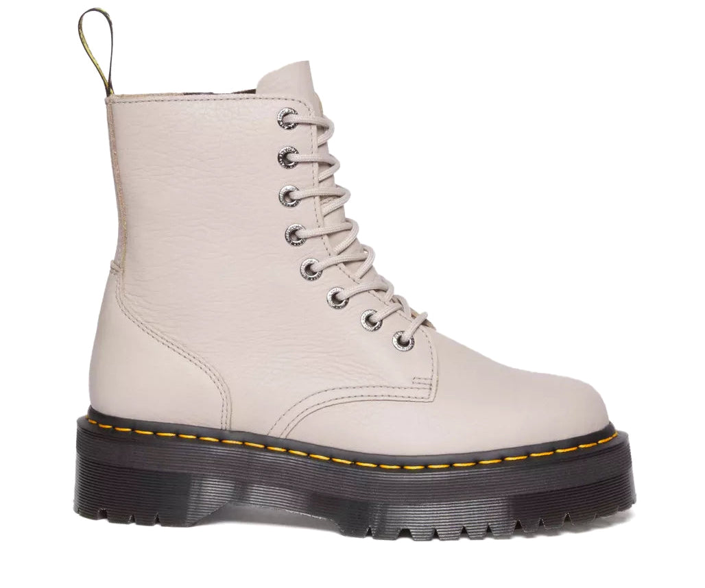 A taupe soft-leather platform boot from Dr. Martens.