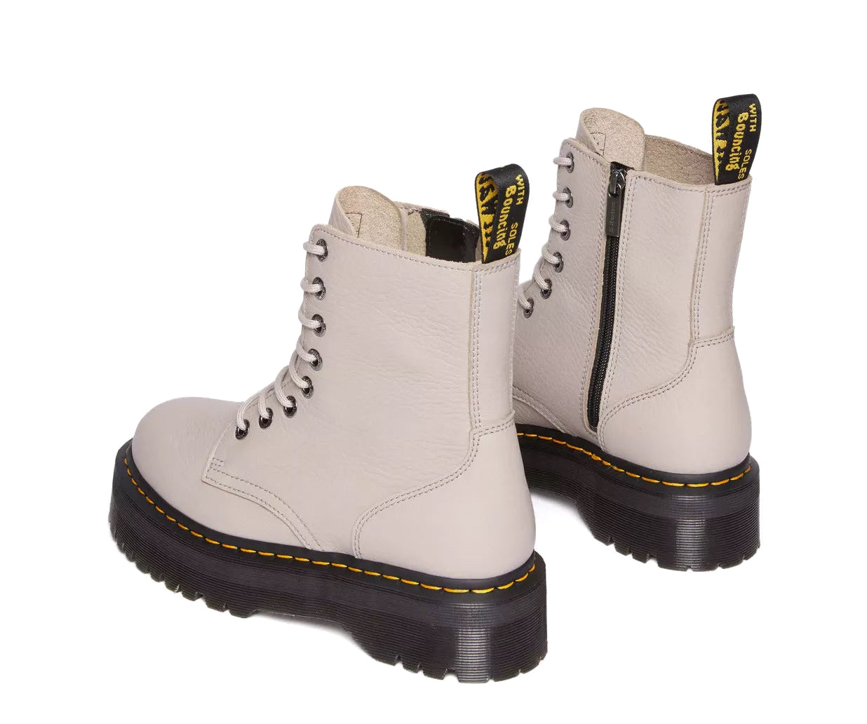 A taupe soft-leather platform boot from Dr. Martens.