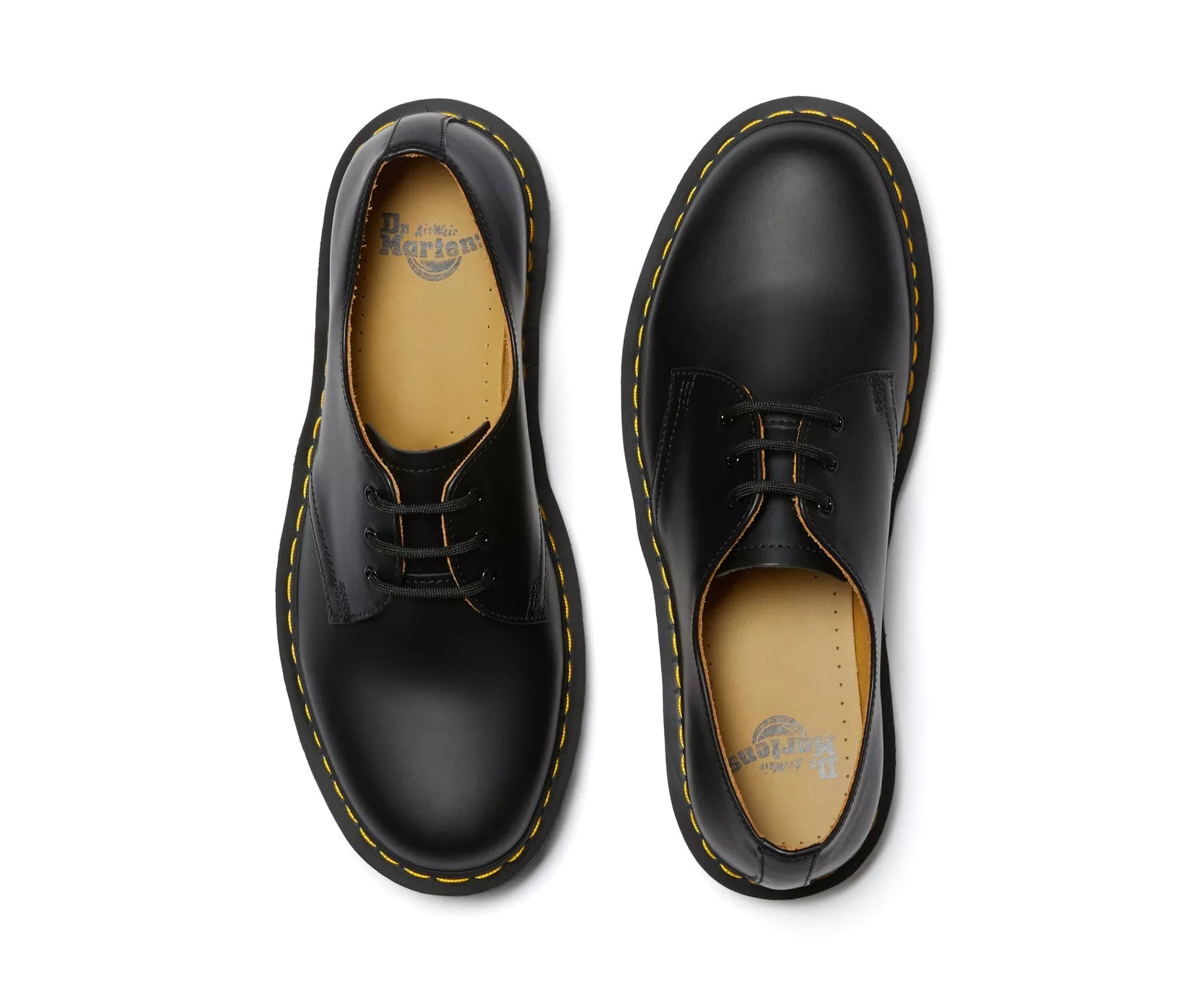 A low cut black leather oxford shoe from Dr. Martens.
