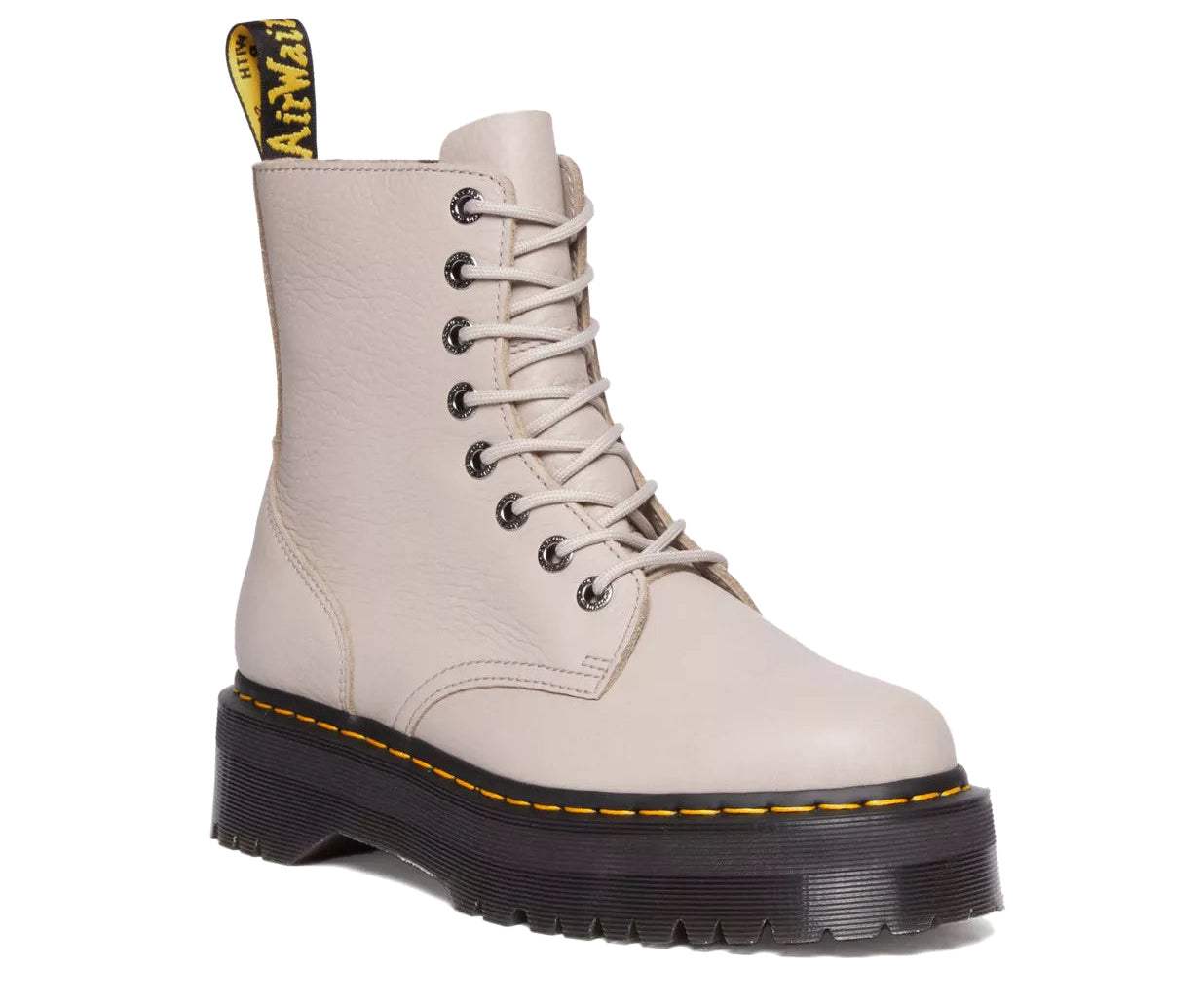 A taupe soft-leather platform boot from Dr. Martens.